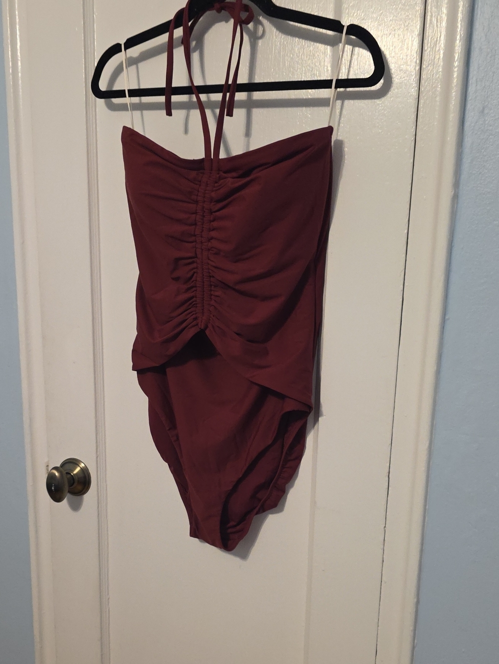 Ruched One-Piece Swimsuit in Deep Wine